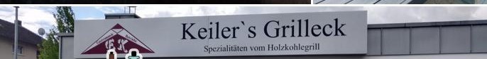 Gebäudeschild Keiler's Grilleck, Spezialitäten vom Holzkohlegrill